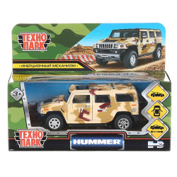 Машина металл HUMMER H2  длина 12 см, двери, багаж, инерц, КАМУФЛЯЖ, в кор. Технопарк в кор.2*36шт