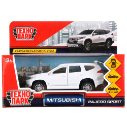 Машина металл MITSUBISHI PAJERO SPORT 12 см, двер, багаж, инерц, белый, кор. Технопарк в кор.2*36шт