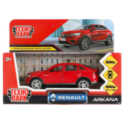 Машина металл RENAULT ARKANA дл 12 см, откр дв, багаж, инер, красный, в кор. Технопарк в кор.2*36шт