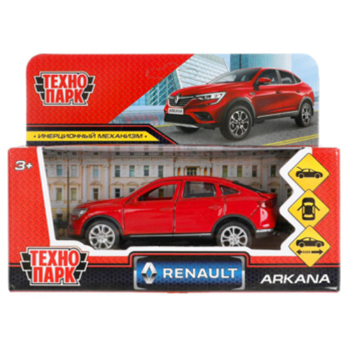 Машина металл RENAULT ARKANA дл 12 см, откр дв, багаж, инер, красный, в кор. Технопарк в кор.2*36шт