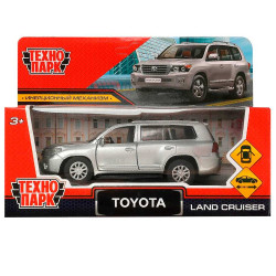 Машина металл TOYOTA LAND CRUISER 12,5 см, двери, инерц, серебристый , кор. Технопарк в кор.2*36шт
