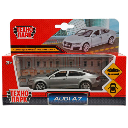 Машина металл AUDI a7 11 см, двери, инерция, серебристый,  кор. Технопарк в кор.2*48шт